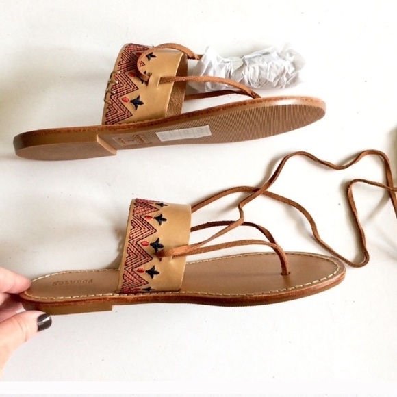 Soludos embroidered lace up leather sandals size 9 (boho, festival, summer) - Picture 5 of 9
